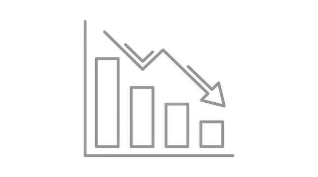 Linear graph with downward arrow showing decline in chart data trend
