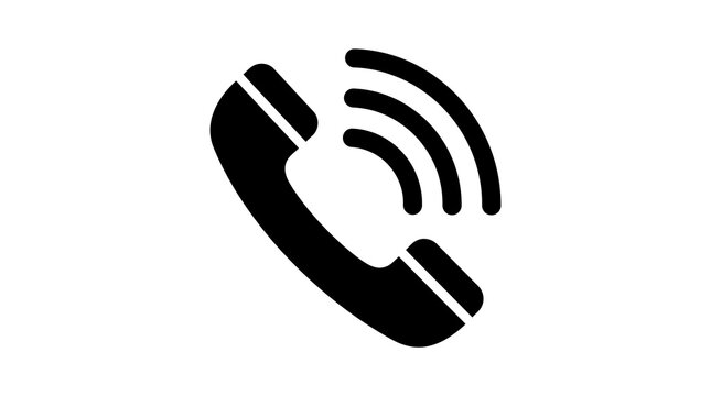 Classic phone receiver icon with wireless signal in bold silhouette