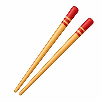 Asian Food Utensil Emoji Set Chopsticks and Fork Flat Minimal Icon Illustration