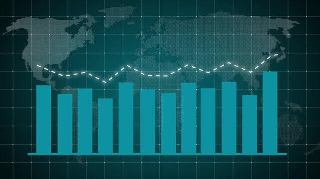 Business growth bar chart showing rising graph and growing fluctuation. Ideal for financial analytics, revenue growth, and company data visualizations, growth and success concept 4k