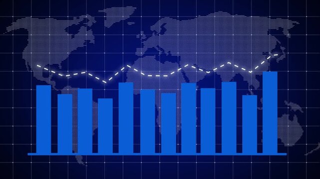 Business growth bar chart showing rising graph and growing fluctuation. Ideal for financial analytics, revenue growth, and company data visualizations, growth and success concept 4k