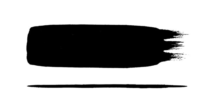 A bold black brushstroke on a white backdrop, creating a minimalist and artistic graphic element.