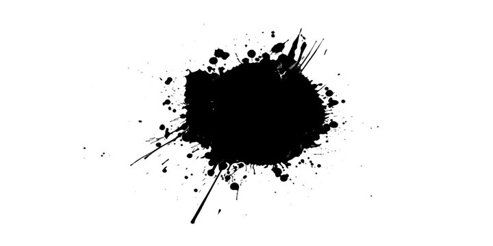 A black ink splash with sharp radiating lines suggests an artistic and abstract composition.