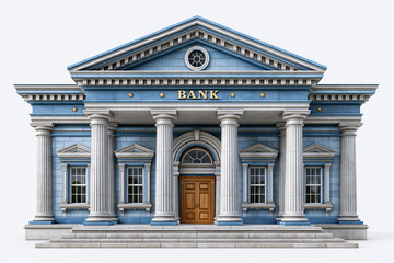 Obraz premium Building with columns displays bank sign in a city street setting during daytime