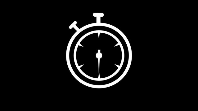 Counting down simple stopwatch animation, Isolated of a stopwatch with arrows indicating time 4K video Arrow shows a time interval of 60 minutes graphic animation. Alpha channel. 