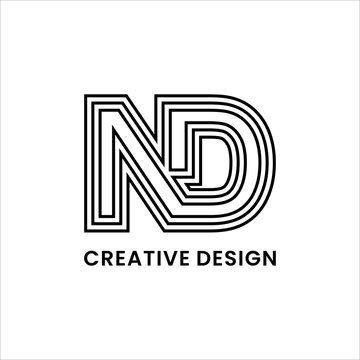 Initial ND Creative Design Logo Vector, Modern Monogram Lettermark Branding Template, Geometric Line Art Corporate Identity Symbol for Business