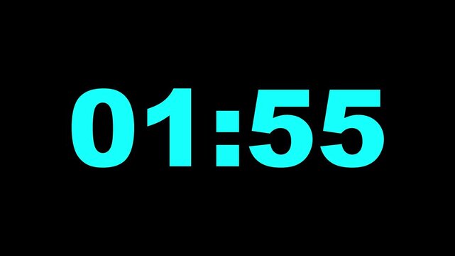 2 minute countdown timer, Digital Countdown video animation. 120 to 0 seconds, 2 minute countdown timer with alpha channel , Two minutes circle countdown video. 4k