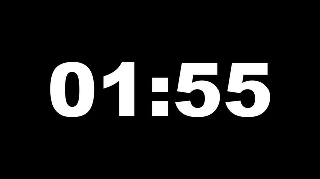 2 minute countdown timer, Digital Countdown video animation. 120 to 0 seconds, 2 minute countdown timer with alpha channel , Two minutes circle countdown video. 4k