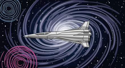 Futuristic Spaceship Traveling Through Swirling Galaxy © Hanna