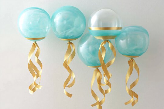 Elegant party backdrop displaying decorative balloons against a clean white background.