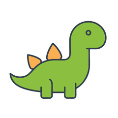 Fototapeta premium Cute cartoon green dinosaur vector illustration for children.