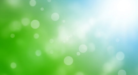 Fototapeta premium Abstract nature background with green and blue soft light bokeh circles