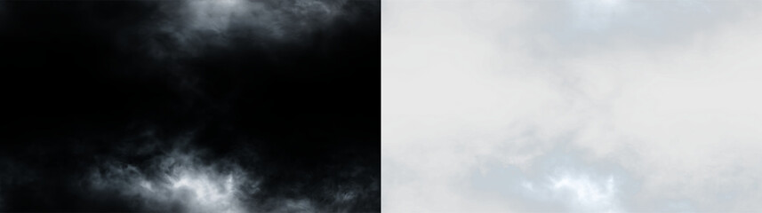 Fototapeta premium Gray sky with clouds and patches of blue seen from below during daytime, PNG with a light overlay