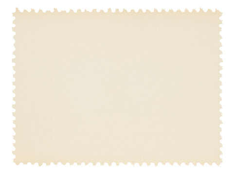 Postage stamp with blank paper design space on transparent background	