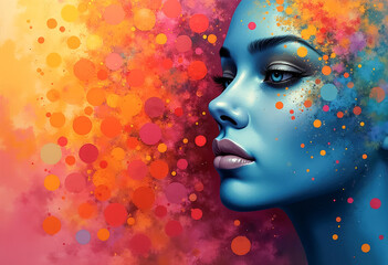 Fototapeta premium abstract multi-colored people's faces illustration picture