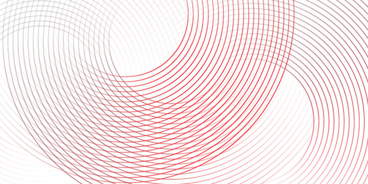 Collection of red concentric circles. Collection of radial sound wave or sonar rings. Pack of radar icon symbols, targets, dashed lines, halftones.
