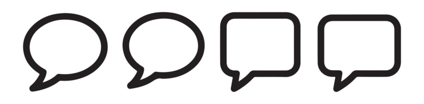 Collection of rounded and square speech bubble outlines for digital communication and conversation design.