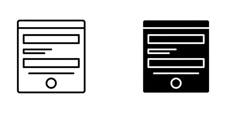 Web form template icons in line and solid style with template, interface