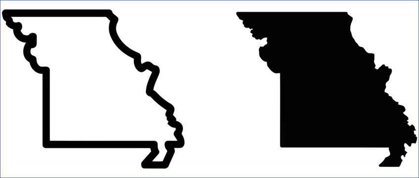 Missouri Map Sign in Modern Minimal State Outline Style Design. Symbolizing regional navigation, United States territory, tourism, location awareness and educational mapping systems