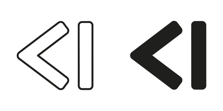 Code block and bracket symbols icon set with brackets programming development