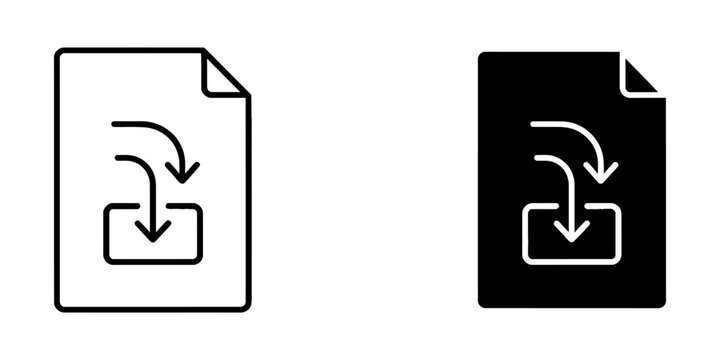 Document with download arrows icon, vector illustration of file transfer