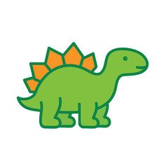 Naklejka premium Cute cartoon green stegosaurus dinosaur vector illustration.
