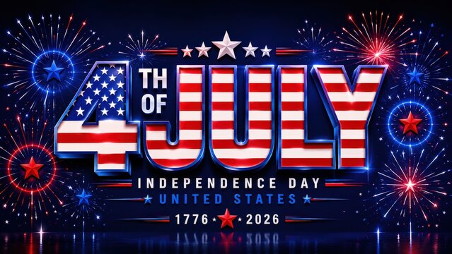 Vibrant 4th of july 250th anniversary celebration art with dynamic fireworks for Independence Day