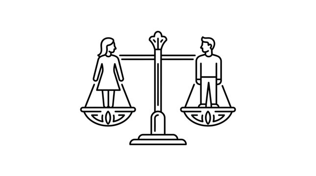 Justice scales icon vector illustration symbol silhouette black pictogram business law sign woman figure cartoon set design