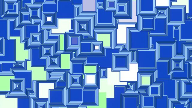 Abstract Blue Tech Geometric Square Maze Circuit Background Loop