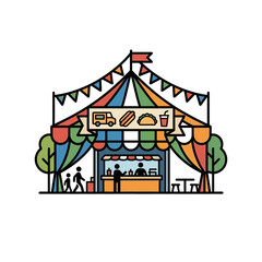 Fototapeta premium Colorful Food Festival Tent Structure.