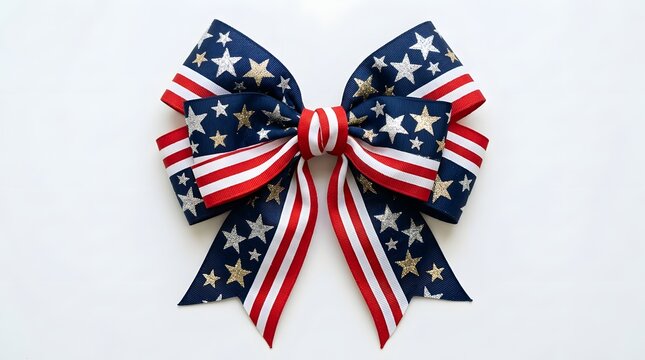 Patriotic american independence day 4th of july ribbon bow