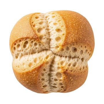 Golden sesame seed bread loaf with cross cuts