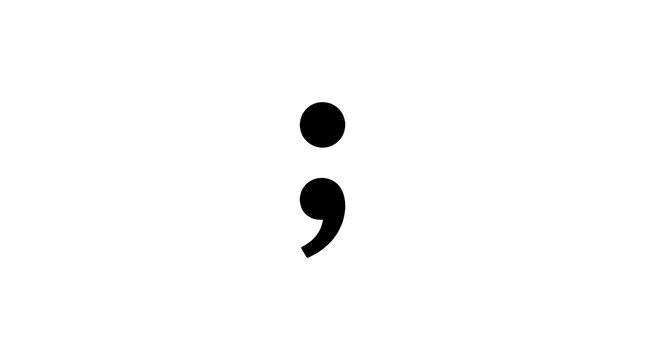 semicolon icon, semicolon symbol isolated on white background, black semicolon punctuation mark on white background, semicolon sign