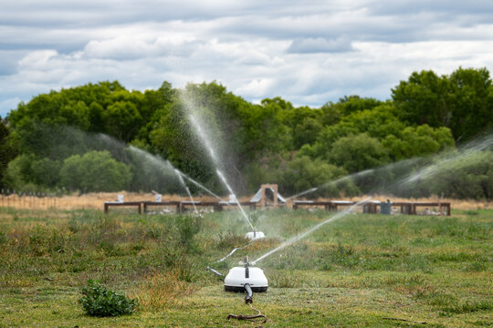 Irrigation sprinkler on a farm in Arizona