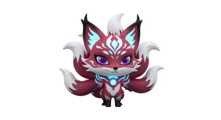 Naklejka premium Chibi Fox with Glowing Blue Accents