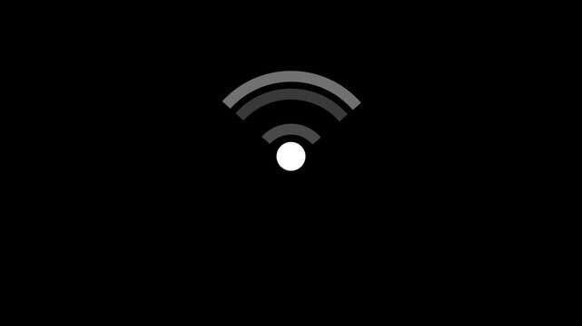 Animated fade wave wifi signal icon motion graphic overlay loop on transparent background 4K video animated fade wave wifi signal icon motion graphic overlay loop on transparent background
