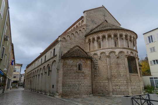 Romanesque stone apse of St. Chrysogonus in old town Zadar, Croatia