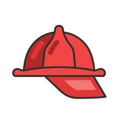 Fototapeta premium Icon of a red firefighter helmet for safety and protection.