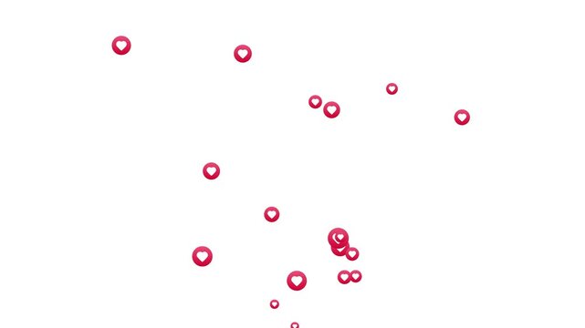 Love emoji particles floating upwards animation. concept of romance and positive feedback. stream of love emoticons for video editing. 4k heart icons rising up.