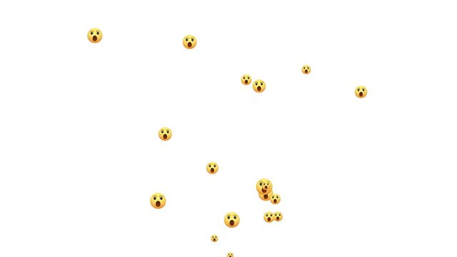 Wow Reaction - Surprised Social icon animation for streaming side panel, A steady rising stream of wow reaction emojis on Social media platforms .surprise Facebook live style animation.