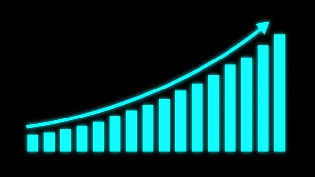 Business growth concept in graph chart showing marketing sales profit increasing to future target. Growing business concept. Clean Hi-tech style technology business chart 4k animated.