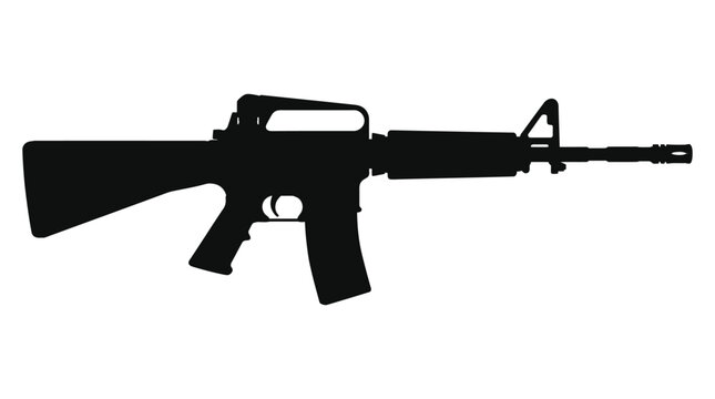 assault rifle silhouette on white background weapon
