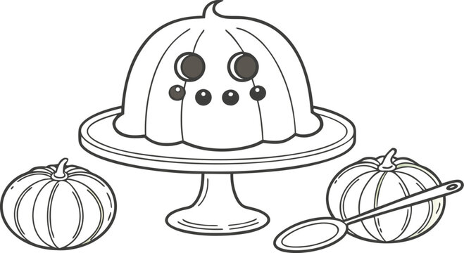 Cheerful Holiday Advertisement Shot Ghost-Shaped Mint Dessert with Chocolate Eyes and Mouth.