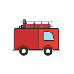 Fototapeta premium Simple Vector Illustration of a Red Fire Truck with Equipment on Roof.