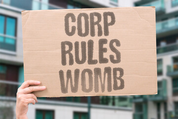 "Corp rules womb" Business controls reproductive health. CORPORATE. MARKET. RIGHTS. PROFIT. REPRODUCTION. © AndriiKoval