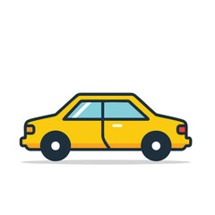Obraz premium Minimalist vector illustration of a yellow sedan car side view.