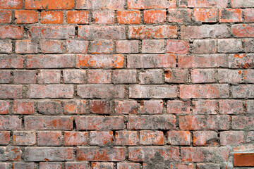 Fototapeta premium Grunge old and crack red color brick pattern wall textured background.