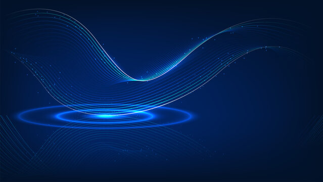 Technology background flowing glowing data lines. Represents big data analytics, transmission, digital connectivity, cloud computing infrastructure, innovative futuristic communication network