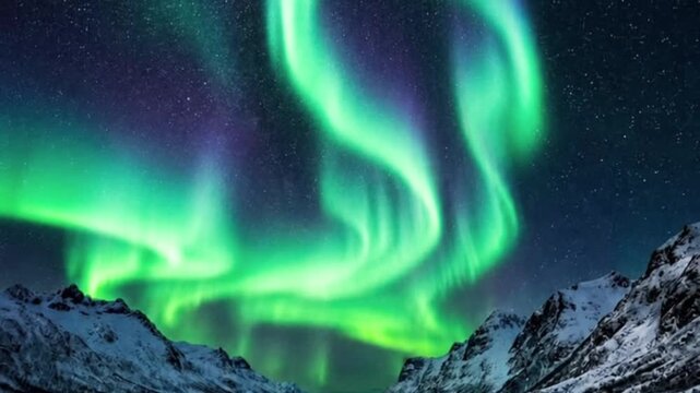 A spectacular natural sight of the Aurora Borealis phenomenon dancing across the night sky.