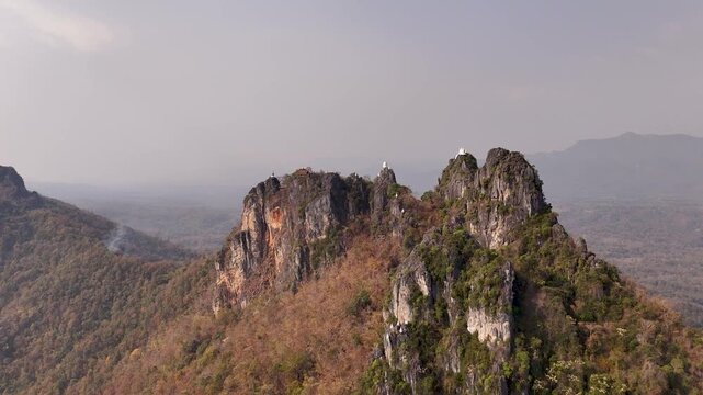 Temple in the Sky Lampang Thailand Smoke Hazy Morning Burn Season